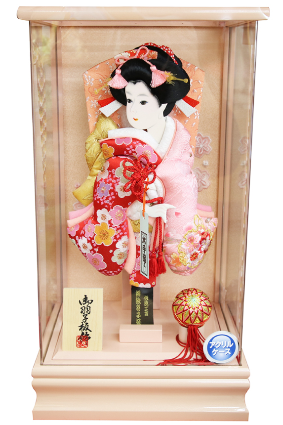 海外販売× 久月 羽子板 久月作 京舞かのこ 赤 瑞穂ケース飾り 45060-1 ご購入特典付き